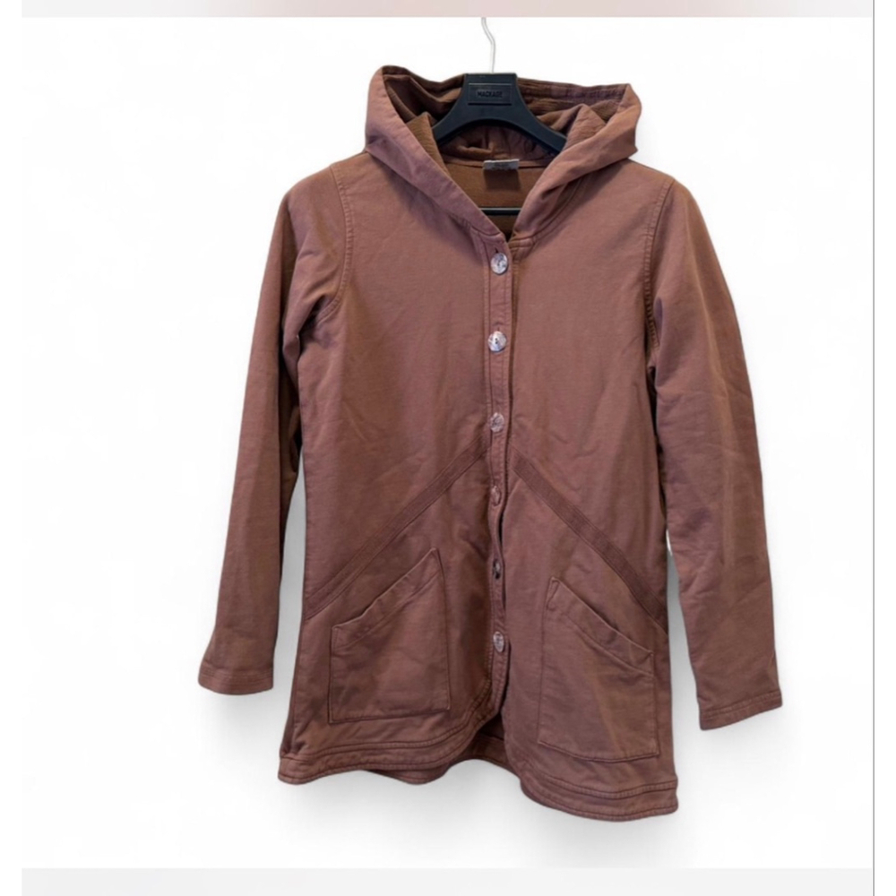 C.M.C by Color Me Cotton S Brown Rust Knit Hooded Jacket Button down Pockets